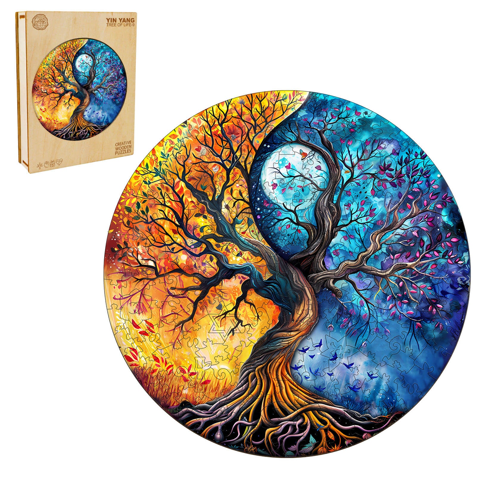 Yin Yang Tree of Life-9 Wooden Jigsaw Puzzle