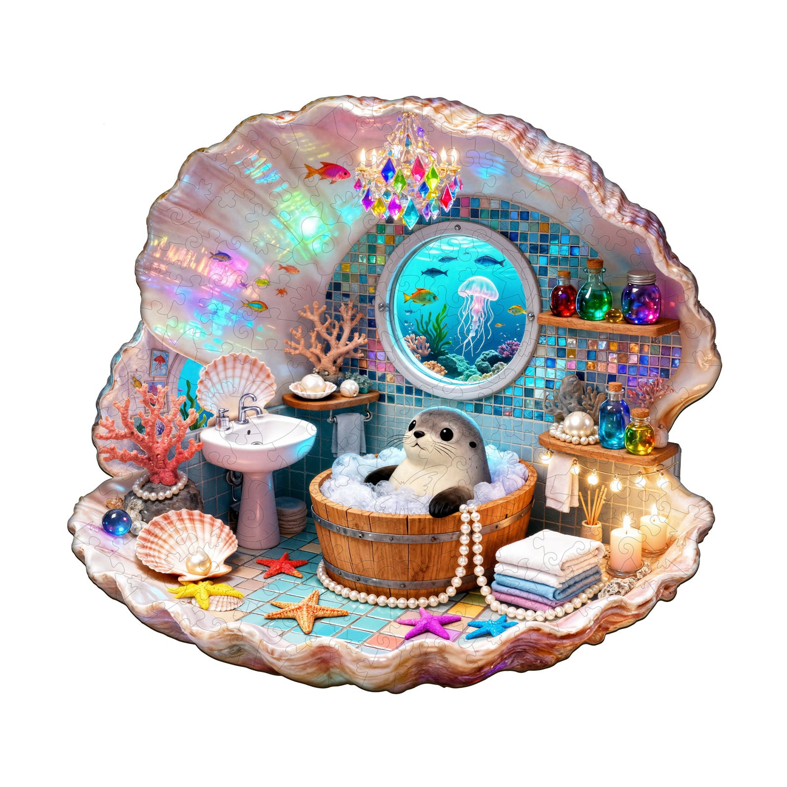 Bathing Seal Wooden Jigsaw Puzzle