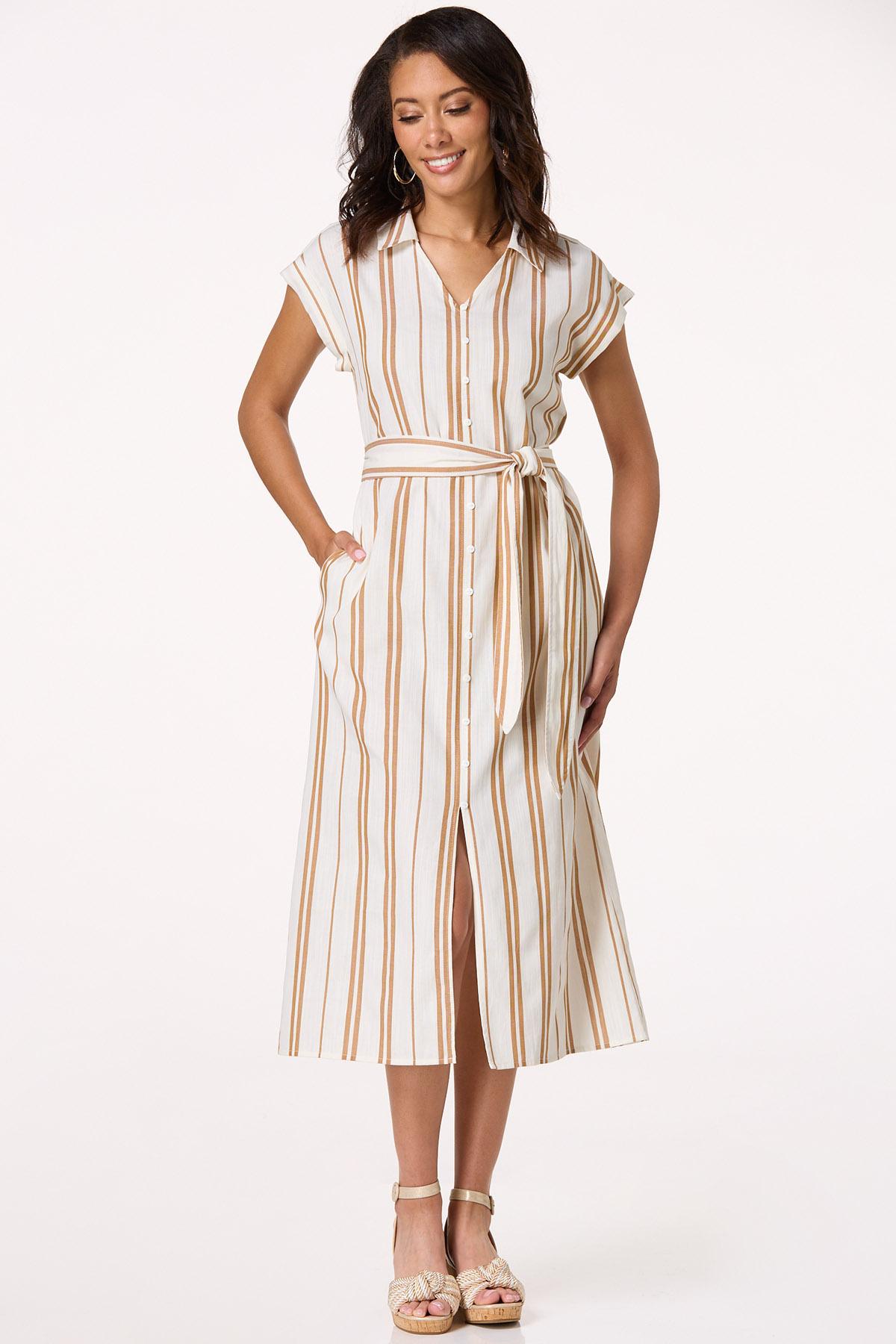Stripe Midi Shirt Dress