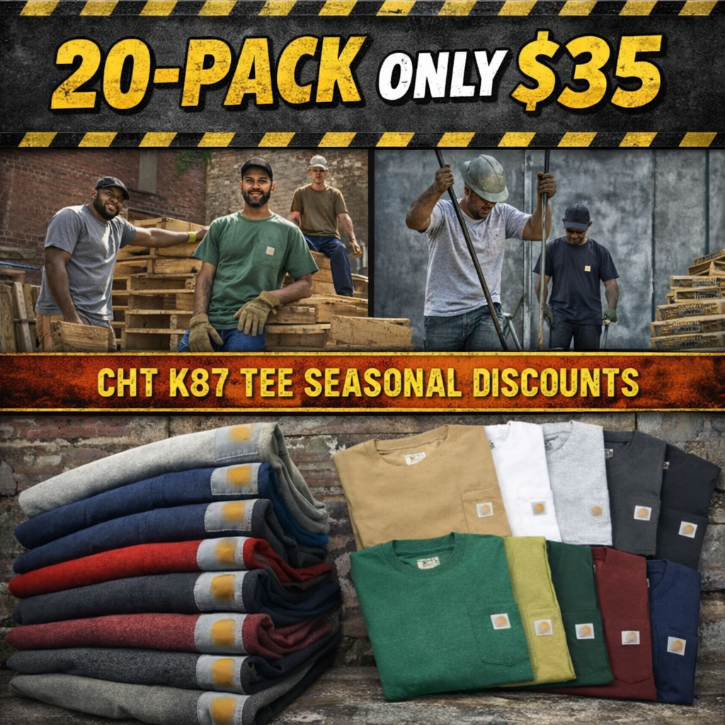 🔥Last Day Promotion!CHT Men's K87 Workwear Loose Fit Heavyweight Short-Sleeve Pocket T-Shirt