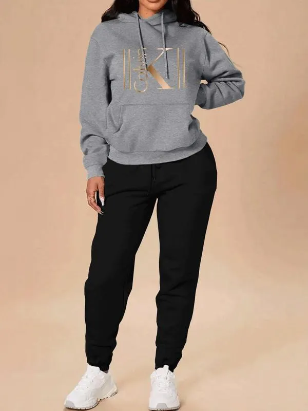 Women's Casual Hooded Sweatshirt Set
