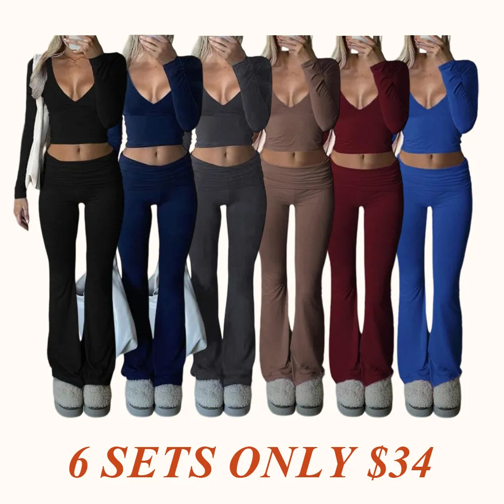 Slim-Fit Crop Top & Pants Two-Piece Set