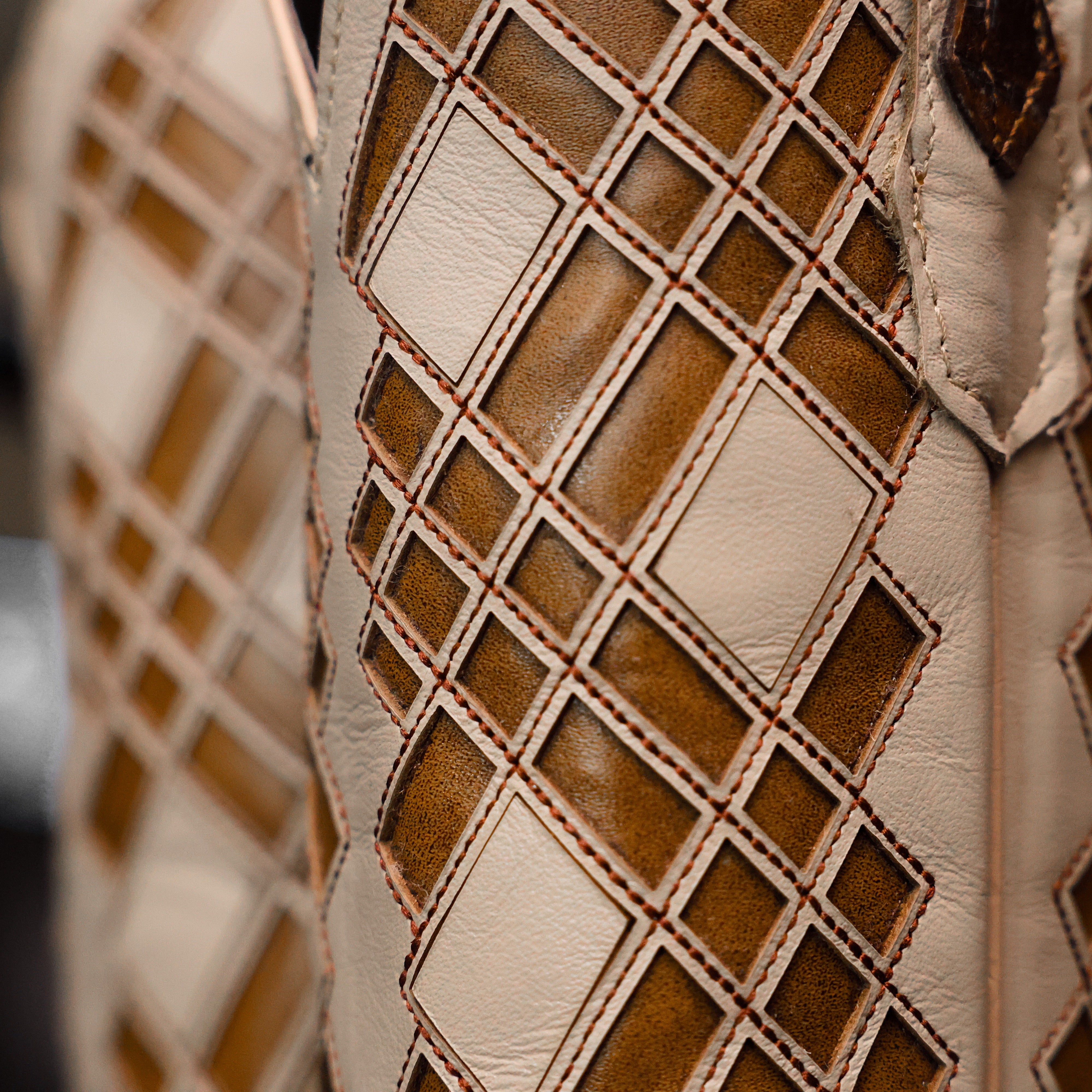 Honey Caiman Hornback Leather Boots - Square Toe