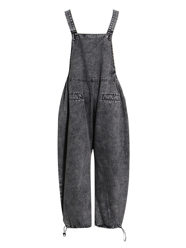Original Cool Denim Split-Joint Square-Neck Overalls