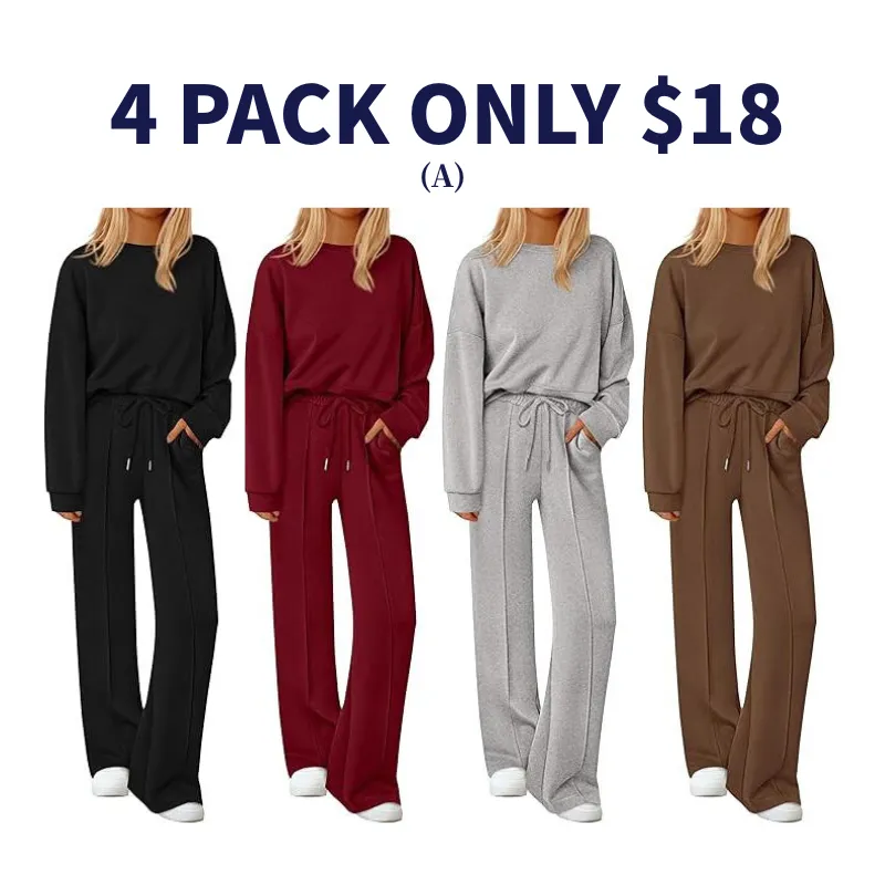 🔥Women's Long-Sleeved Sweatshirt and Wide-Leg Pants Set🔥