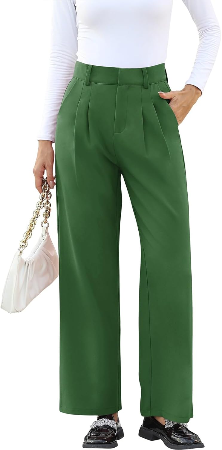 High-Waisted Work Pants for Women – Business Casual Office Trousers with Pockets
