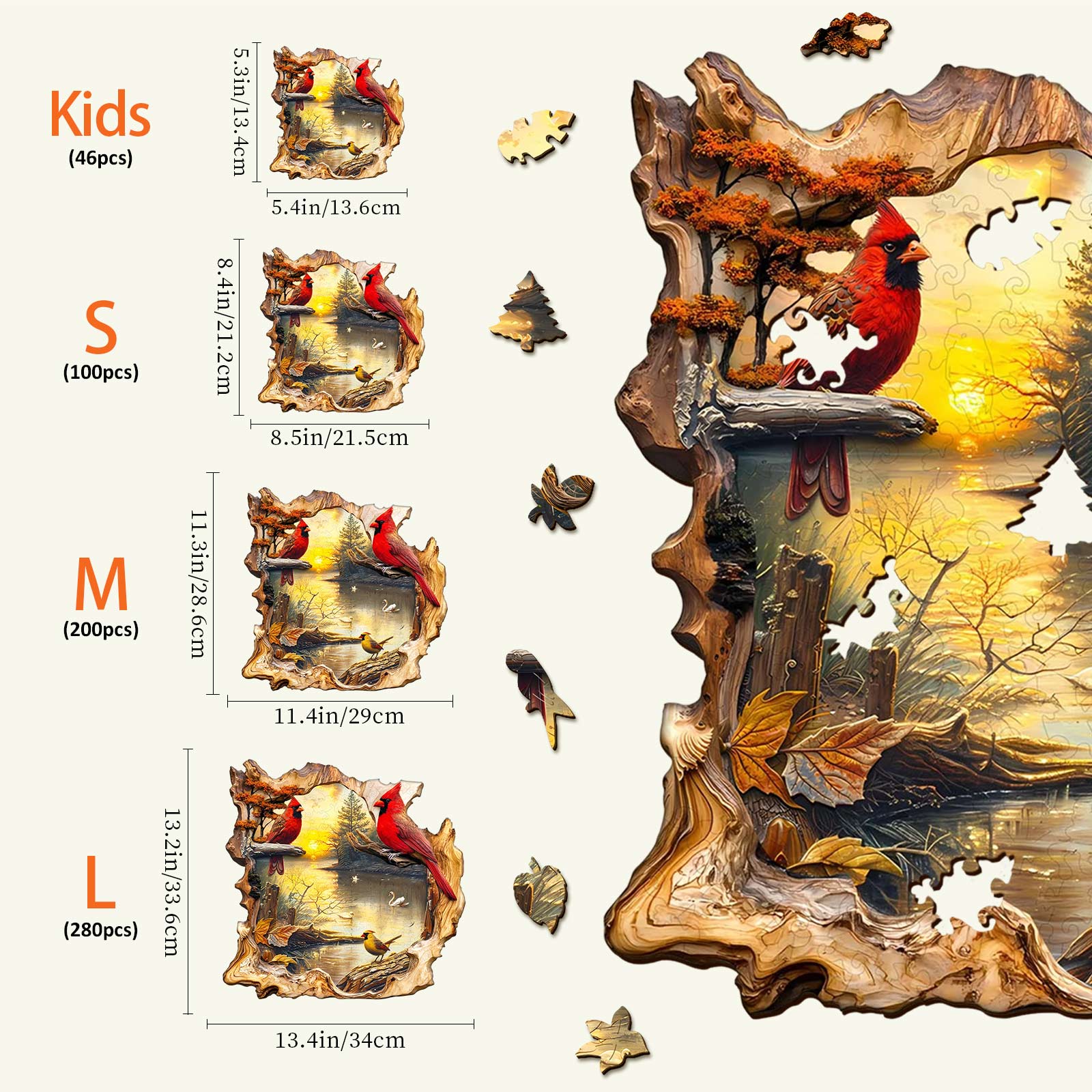 Sunset Lake Wooden Jigsaw Puzzle