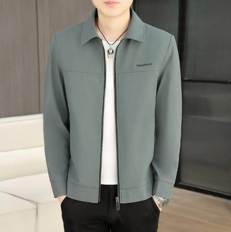 Men's Classic Turn - down Collar Zip - up Jacket