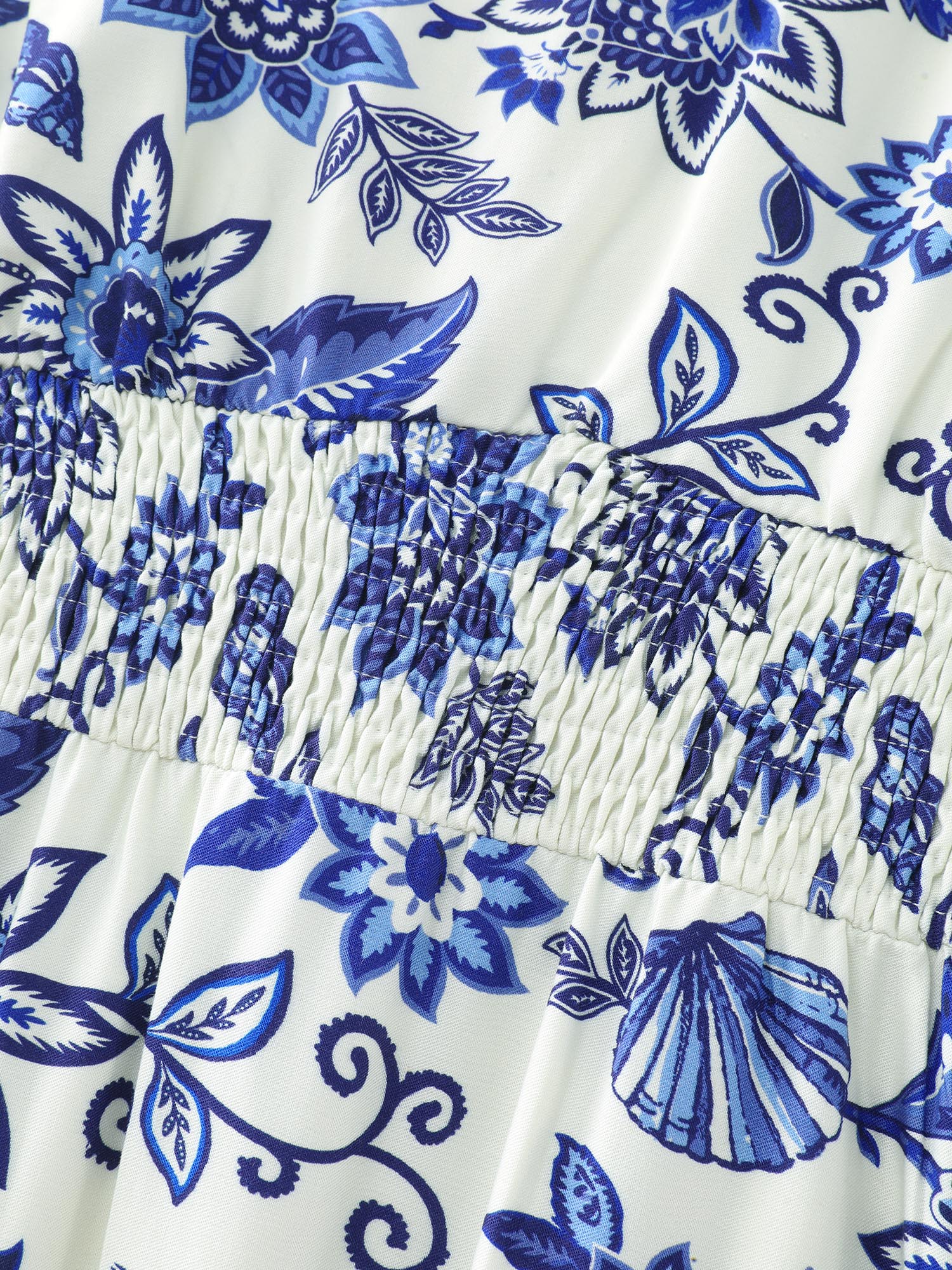 Floral Print Ruffled Sleeve Embroidered Midi Dress