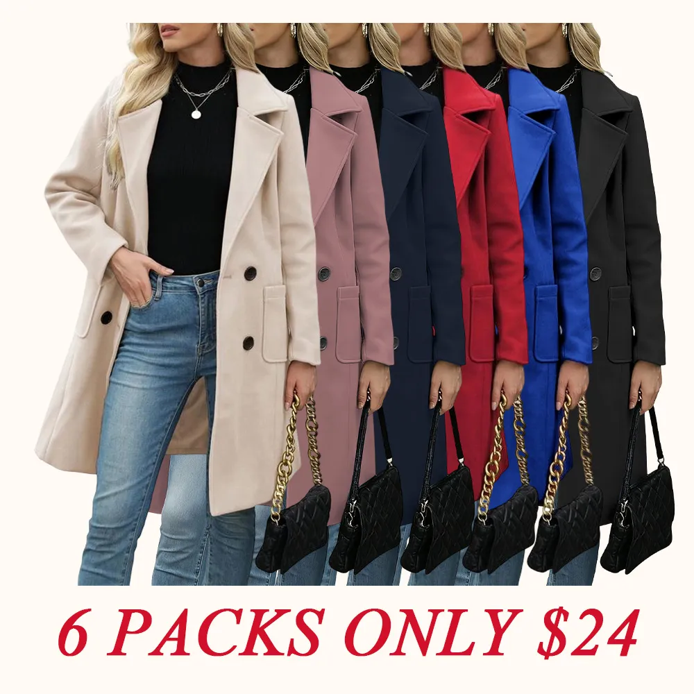 Women Winter Wool Blend Camel Mid-Long Coat