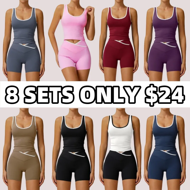 Color-Blocked Halter Crop Tube Top & Mid-Rise Shorts Set