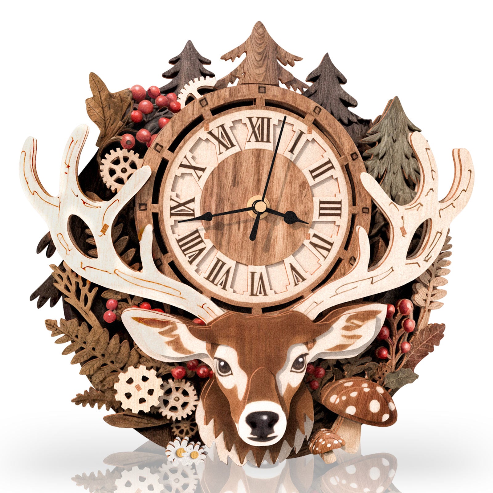 Reindeer– DIY Wooden Clock, 3D Puzzle Craft Kit