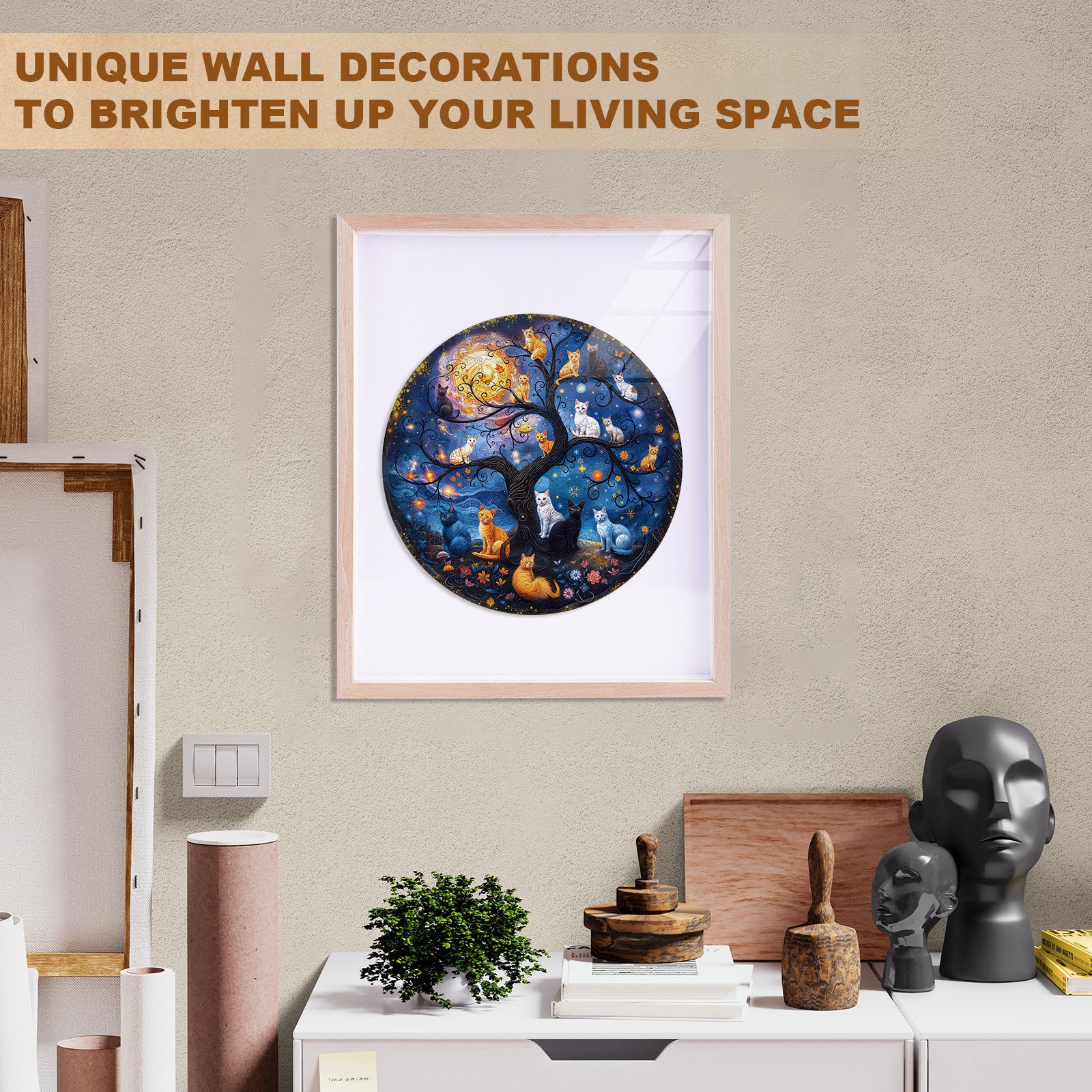 Tree And Cat Wooden Jigsaw Puzzle