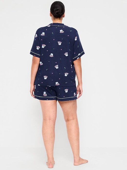 Sunday Sleep Knit Jersey Short Set Blue Bouquet