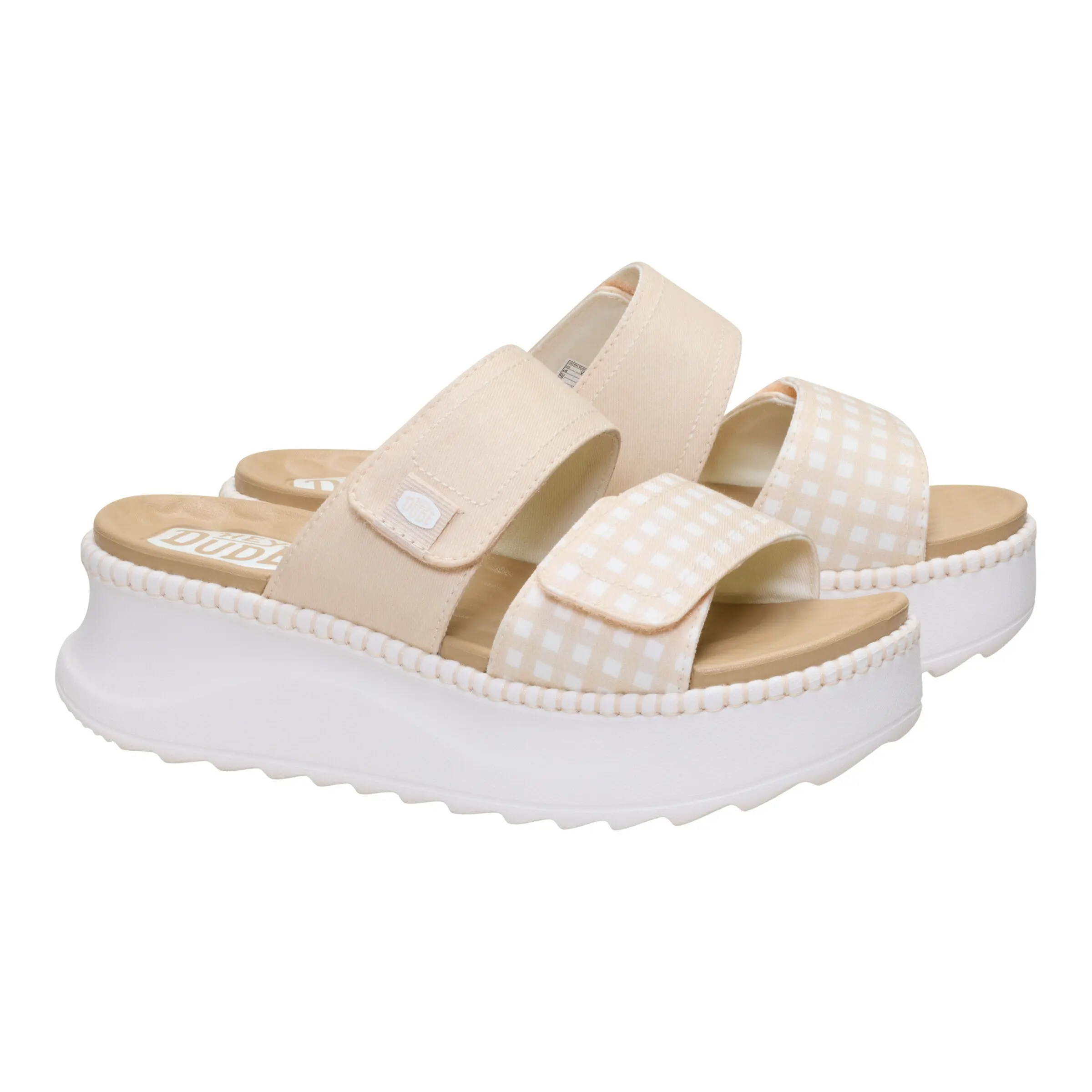 DUDE Delray Slide Gingham - Comfortable Slip on Sandals