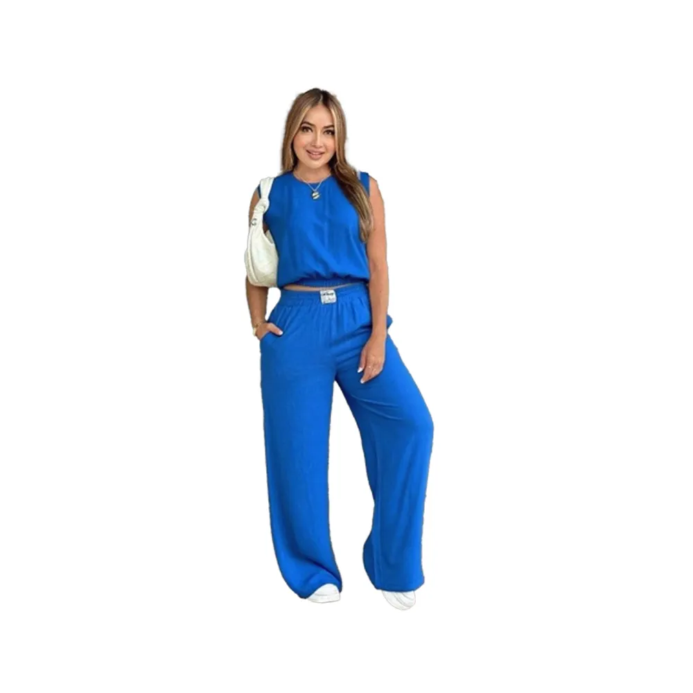 Women's Solid Color Tank Top & Wide Leg Pants Set (Just $3 Each!)