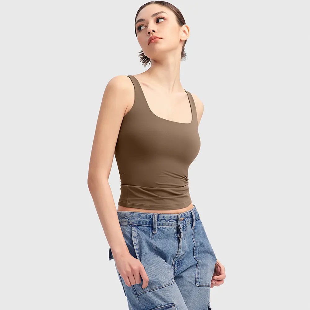 Women’s Square Neck Tank Top – Double Lined Sleeveless Minimalist Basic