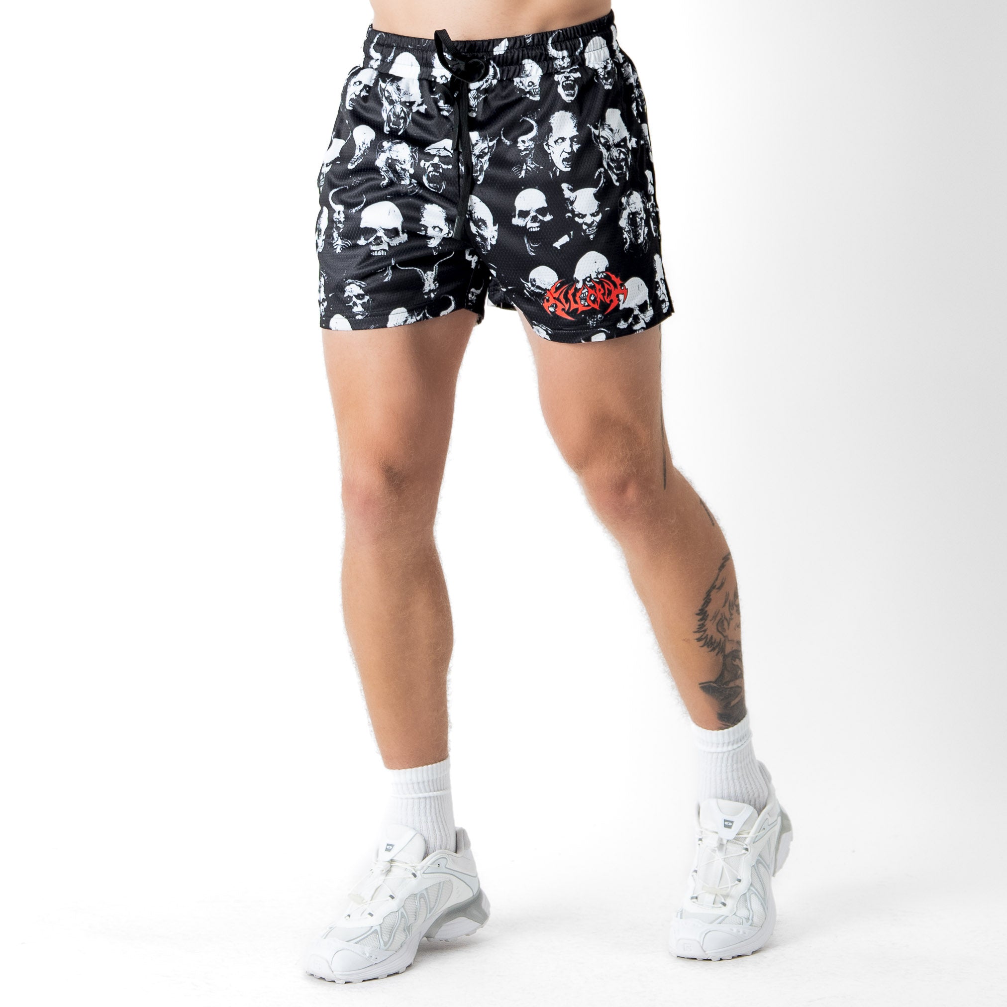DEMONS MUAY THAI SHORTS (MID THIGH CUT) - BLACK