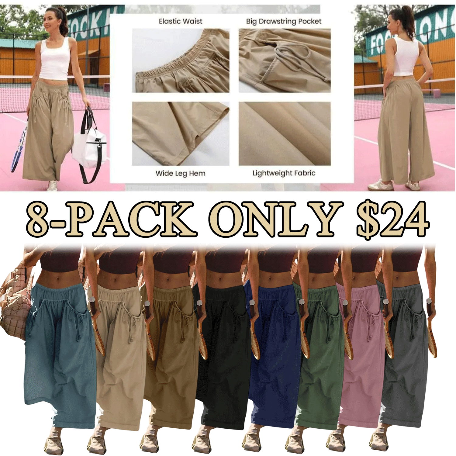 ✨ Women’s Wide-Leg Parachute Track Pants