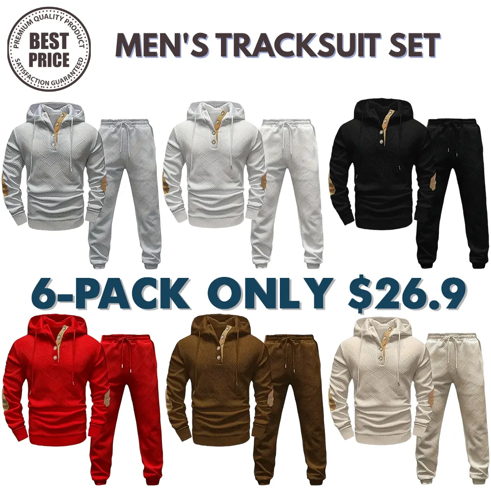 Men's knit jacquard sweatshirt and pants two-piece set