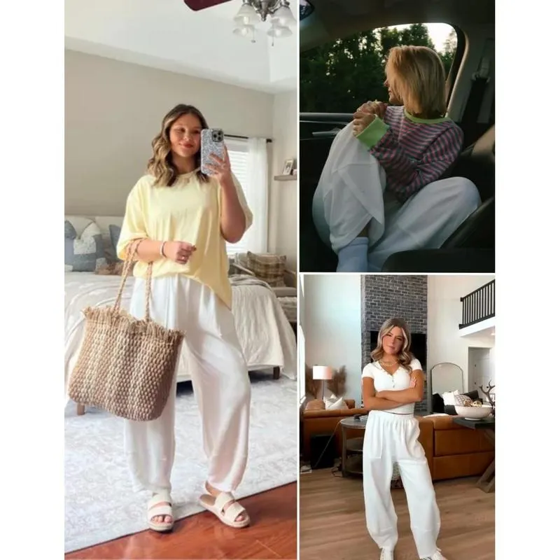 Women's Baggy Wideleg Pants Casual Elastic Waisted Palazzo Harem Pants
