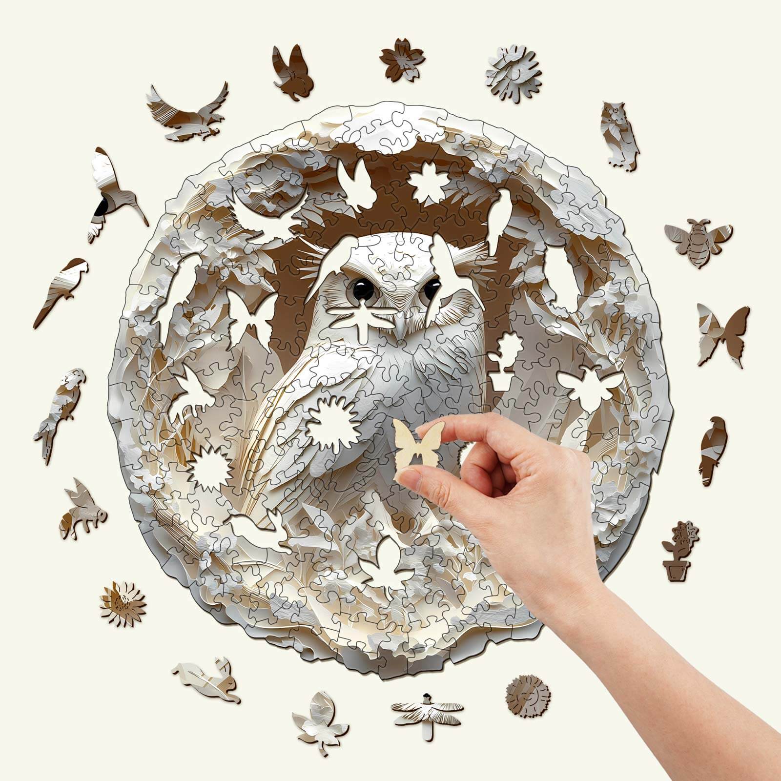 Paper Carved Owl Wooden Jigsaw Puzzle