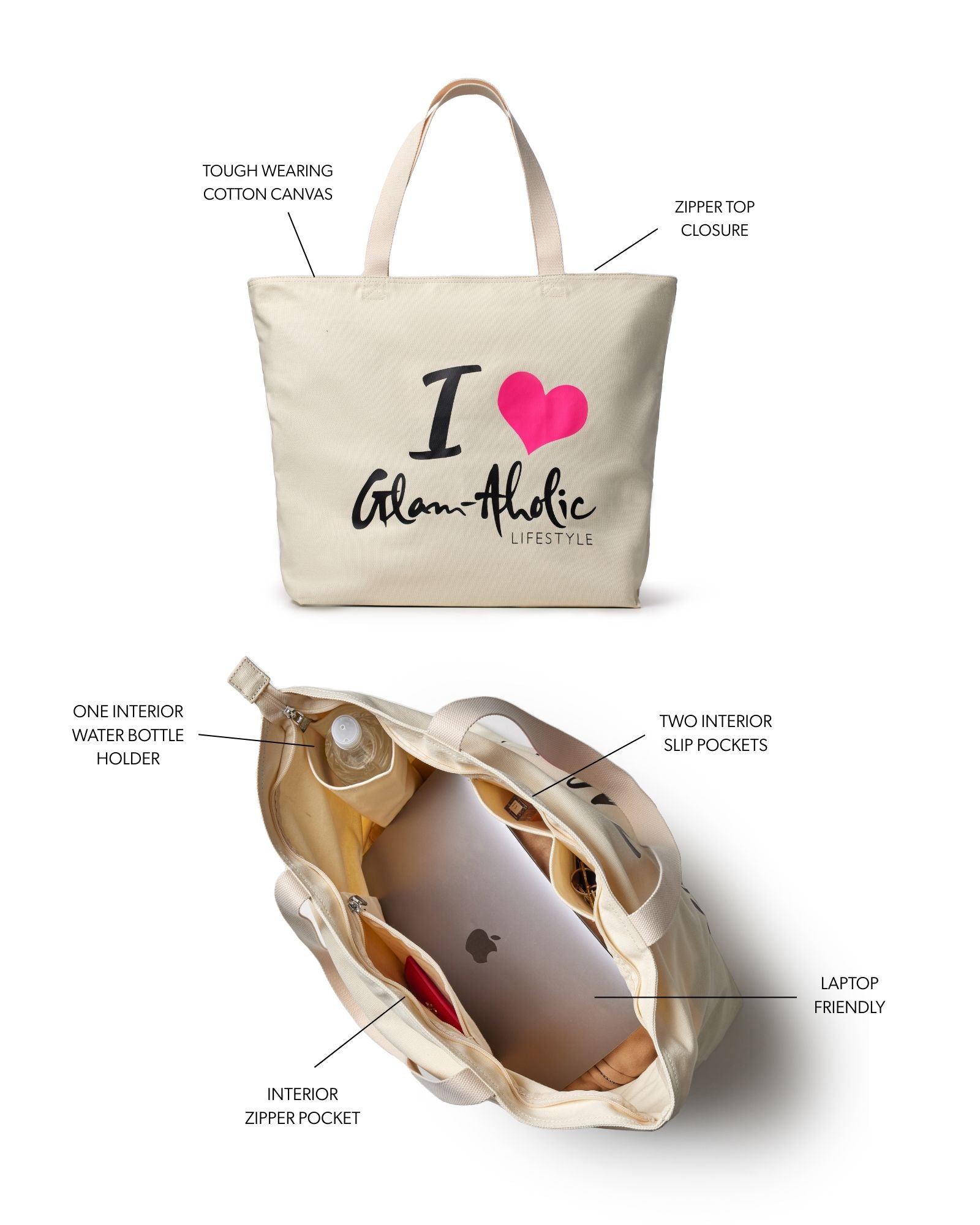 SIGNATURE LOGO CANVAS TOTE - HOT PINK