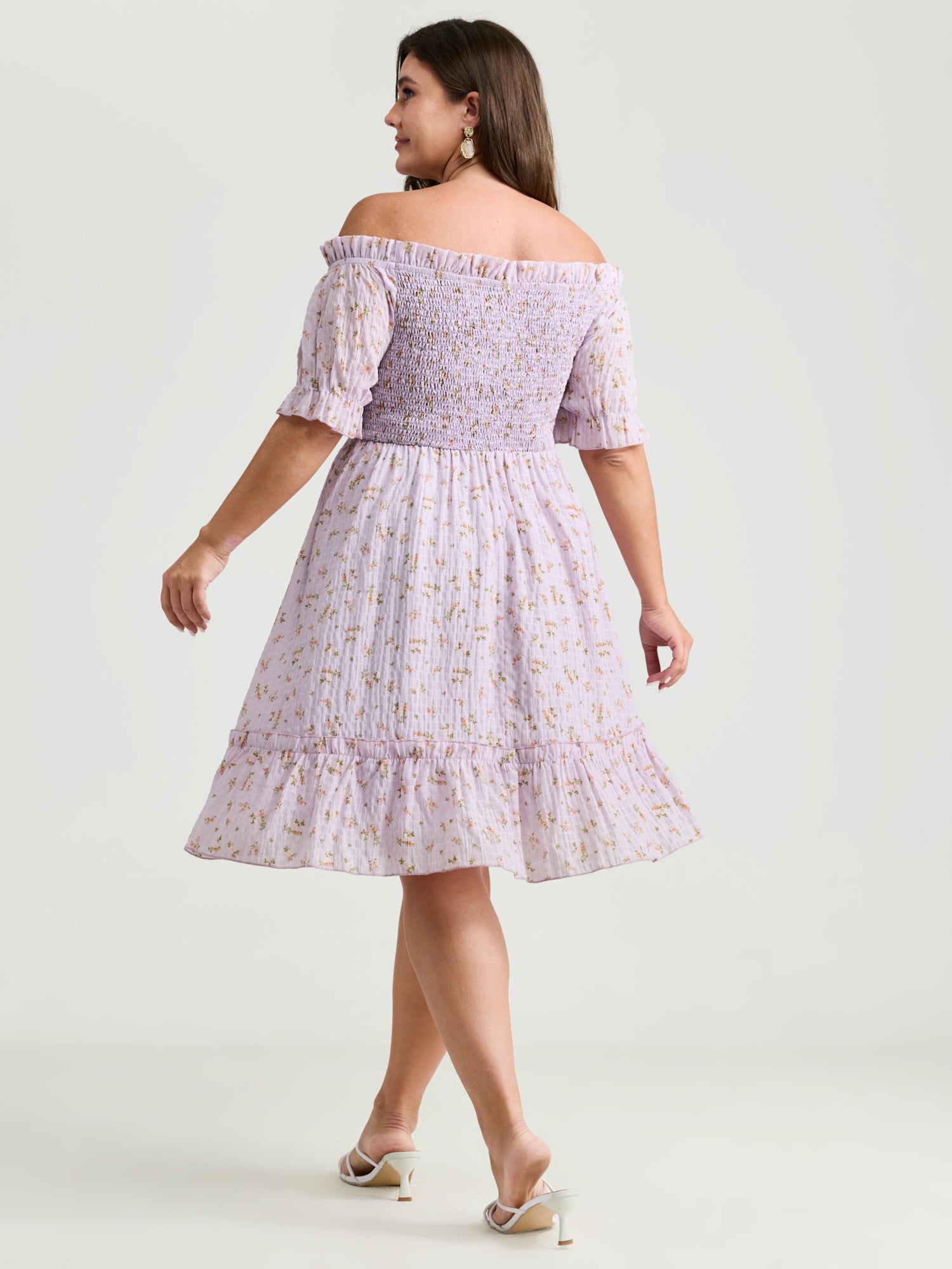 Off-Shoulder Romantic Ruffles Floral Mini Dress