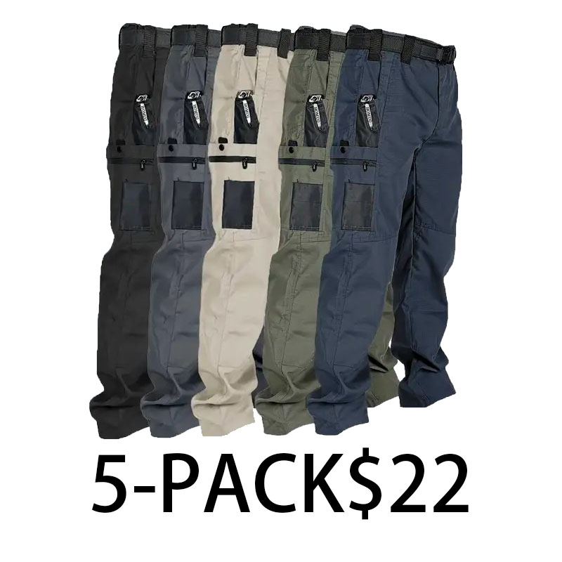 Men's Tactical Work Pants – Multi-Pocket Outdoor Training Pants with Zipper Closures