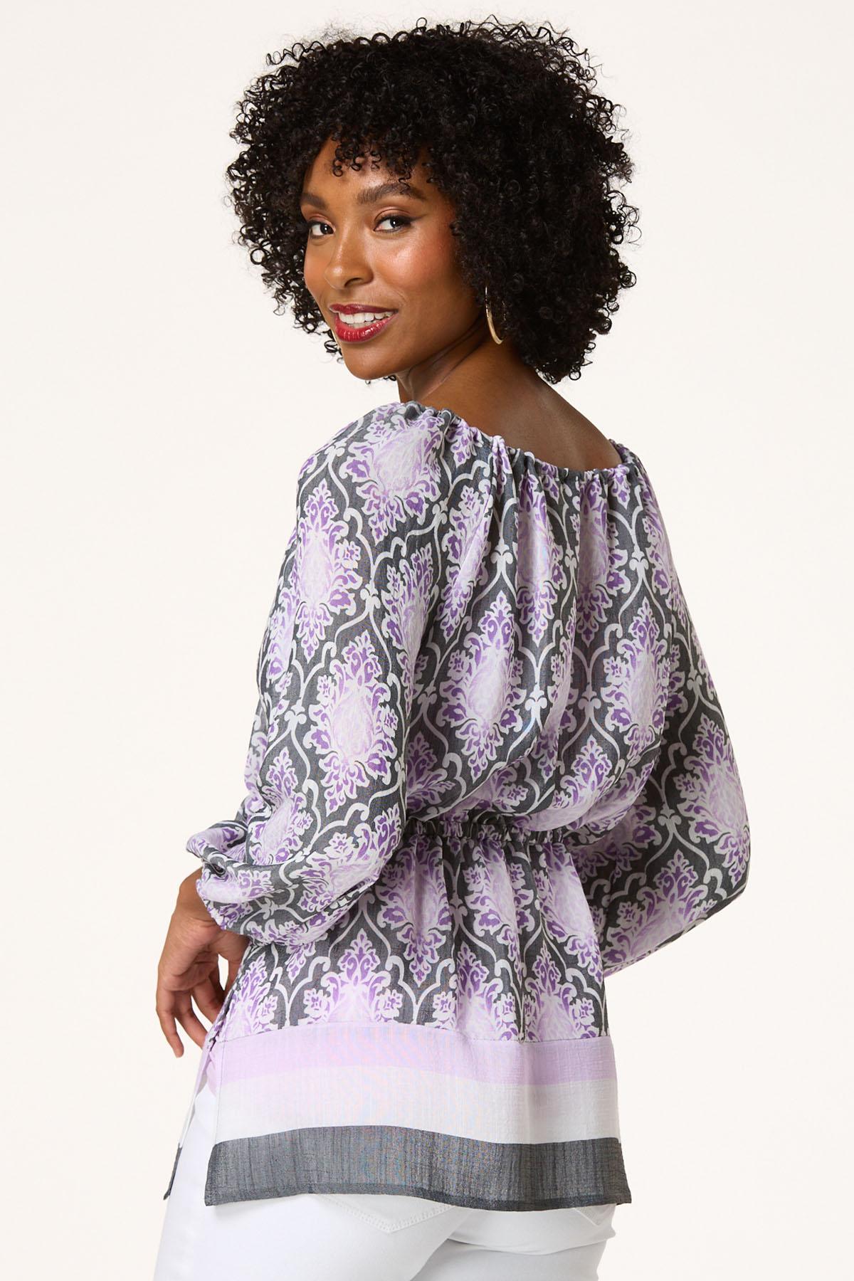 Medallion Cinched Waist Top