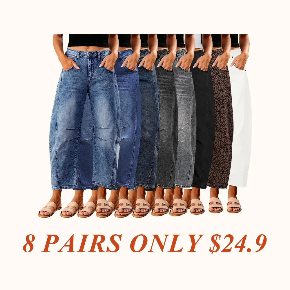 Barrel Jeans for Women Trendy High Waisted Wide Leg Baggy