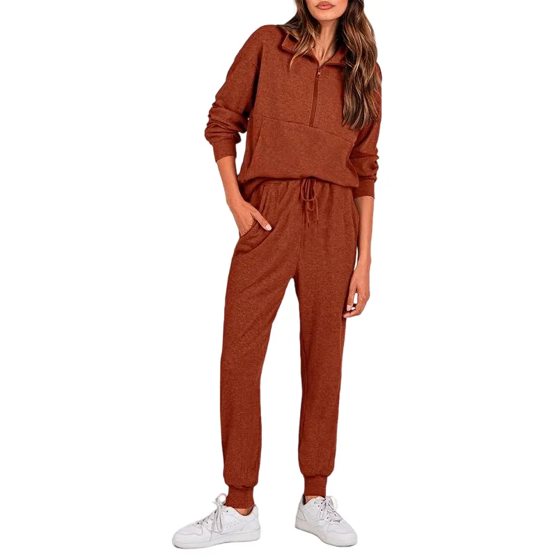 Women's 2-Piece Sweatpants Set Long Sleeve Half Zip Pullover Sweatshirt and Pants
