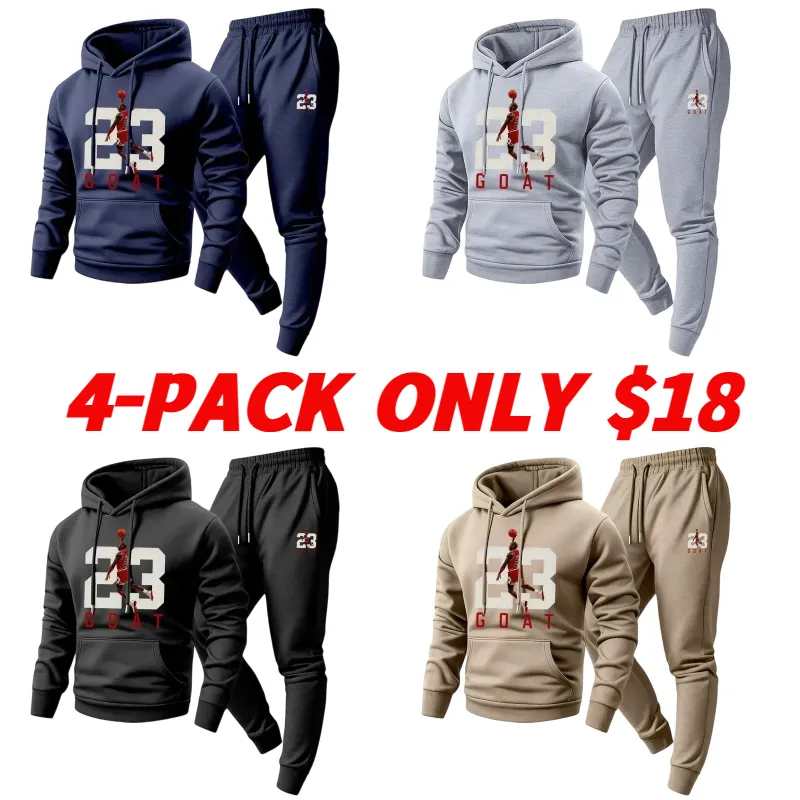 🔥Last day promotion Men's Minimalist Goat-Print Tracksuit Hoodie & Sweatpants Set