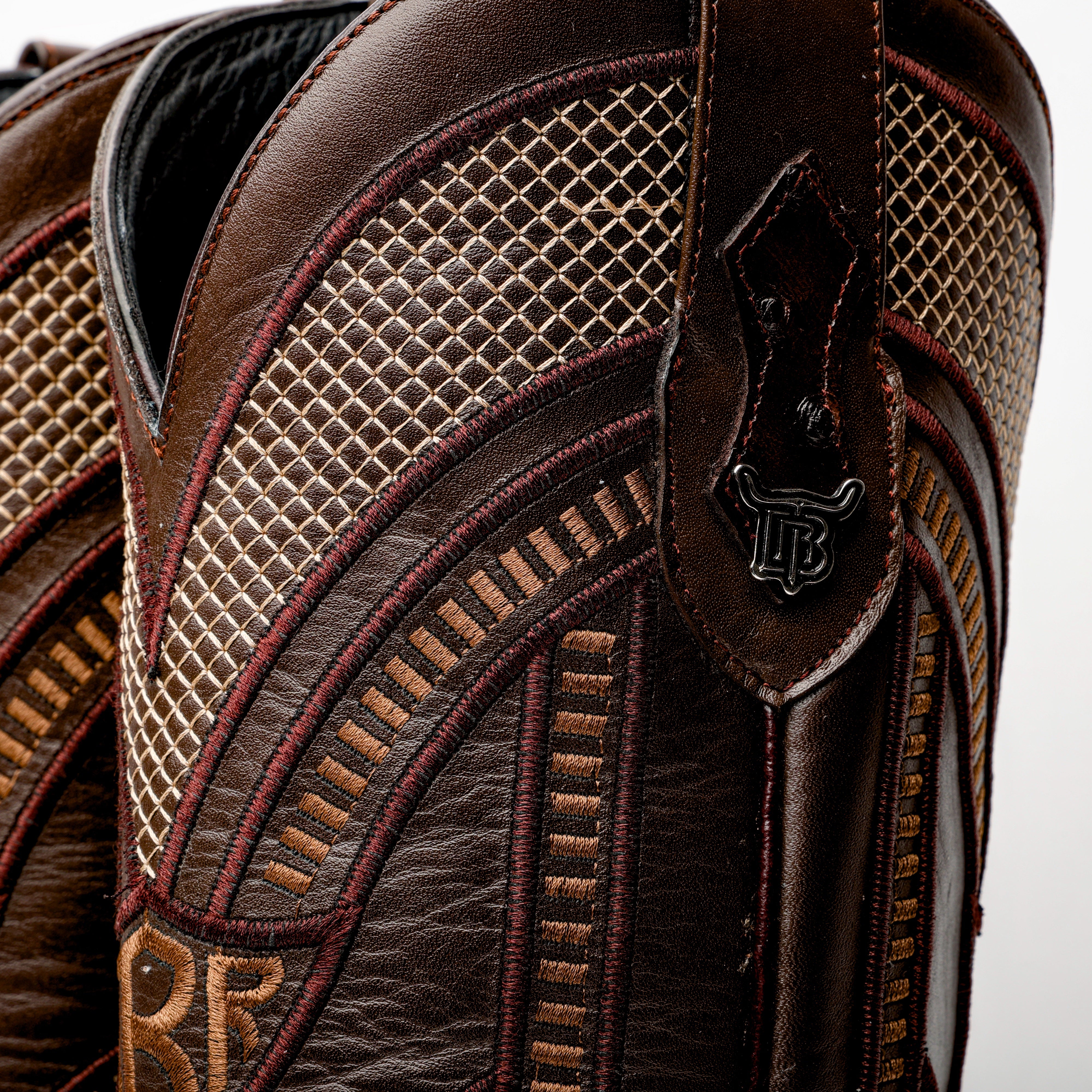 Chocolate Brown Ostrich Leather Boots - Square Toe