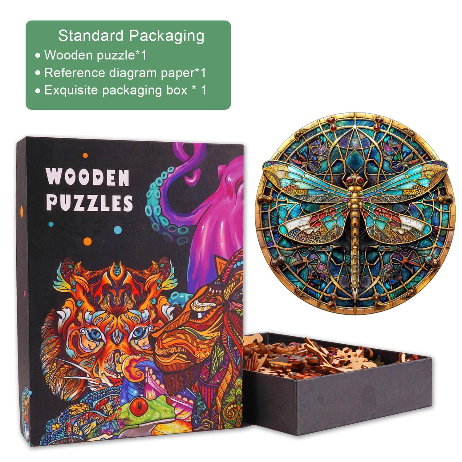 Vintage Dragonfly Wooden Jigsaw Puzzle