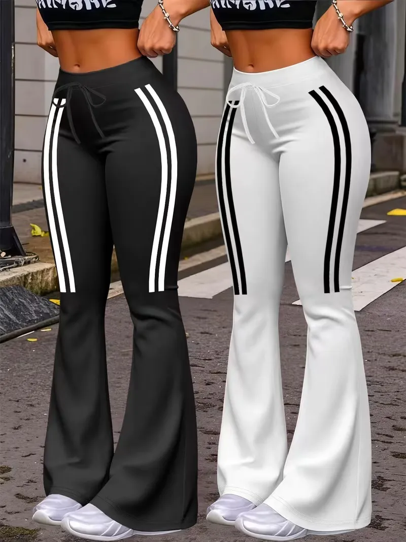 Women's Casual Fashion Long Pants, Unique Print, Drawstring Waist, Milk Silk Yoga Pants