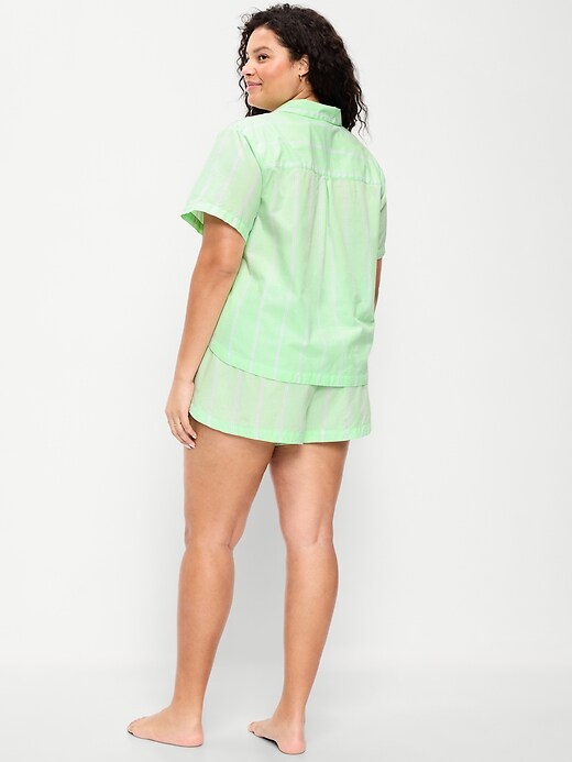Poplin Pajama Short Set  Green Stripe