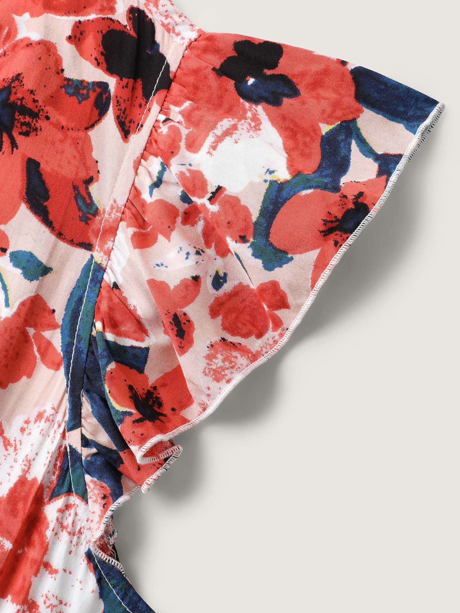 Floral Three-Layered Stretchy Waist Mini Dress