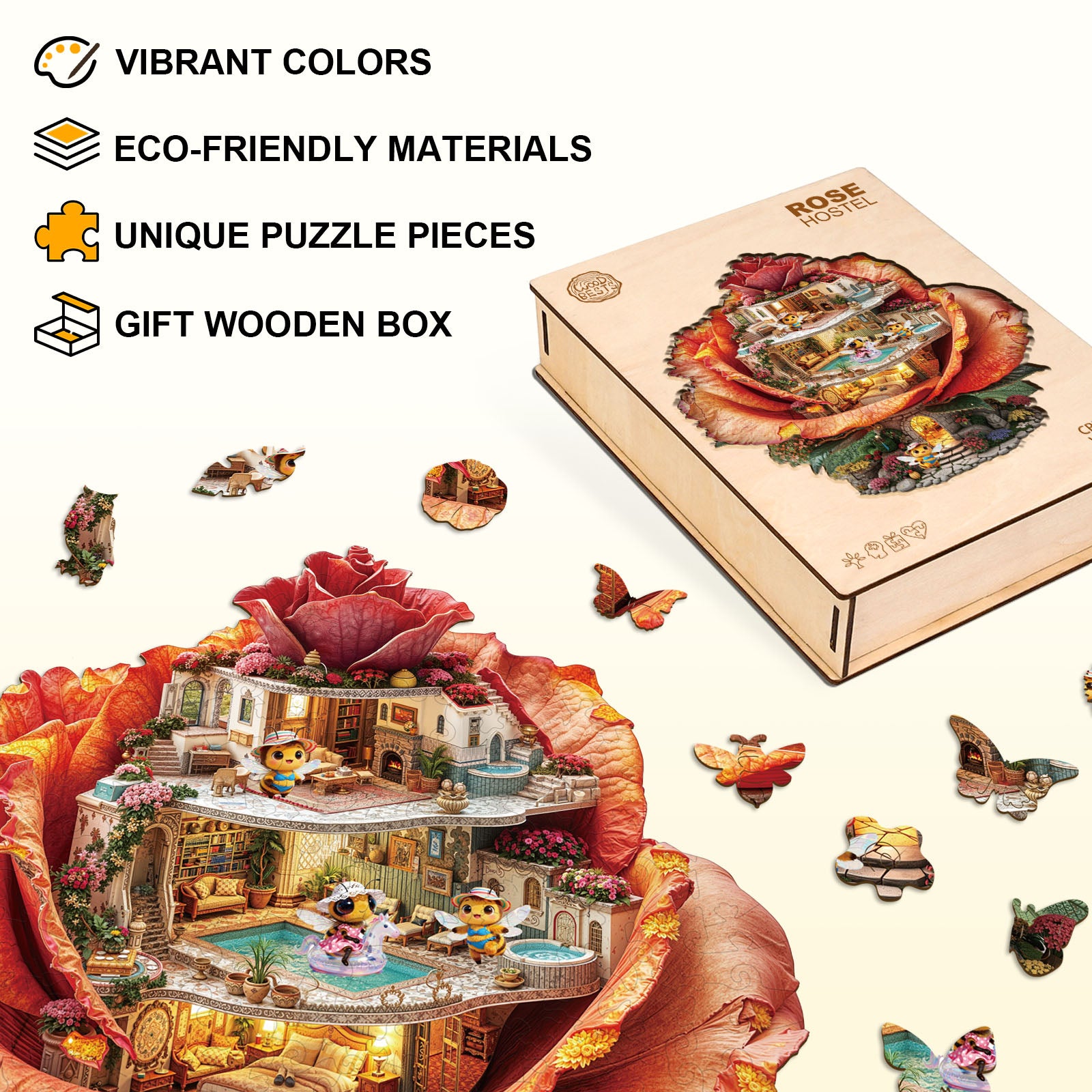 Rose Hostel Wooden Jigsaw Puzzle