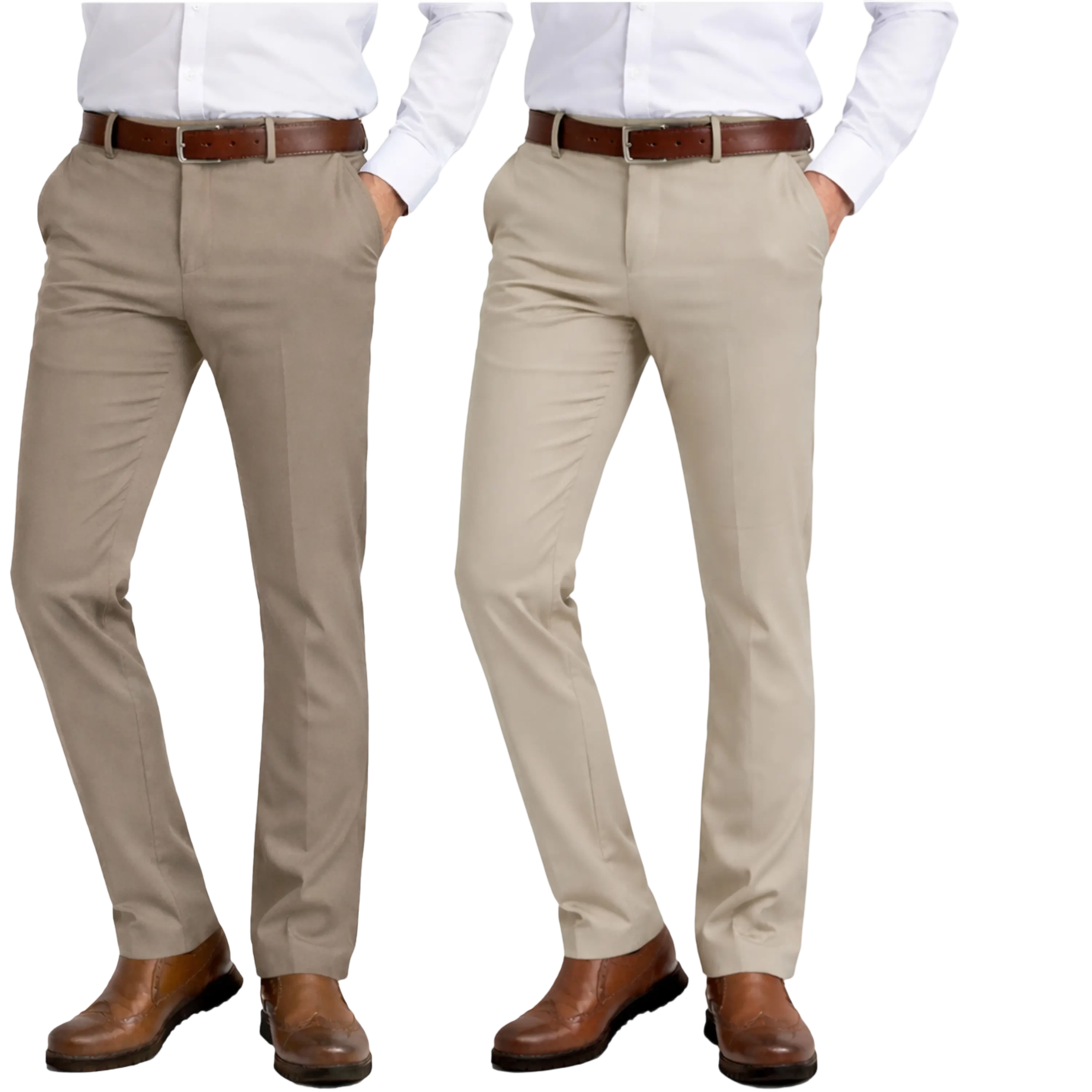 2-Pack Mens Flex Stretch Slim Fit Dress Pants (Sizes, 30-40)