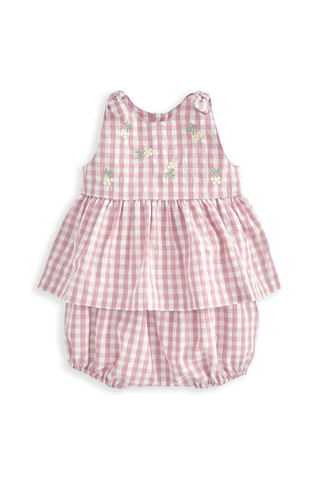 Mamas & Papas Embroidered Gingham Top & Shorts Set (2 Pieces)