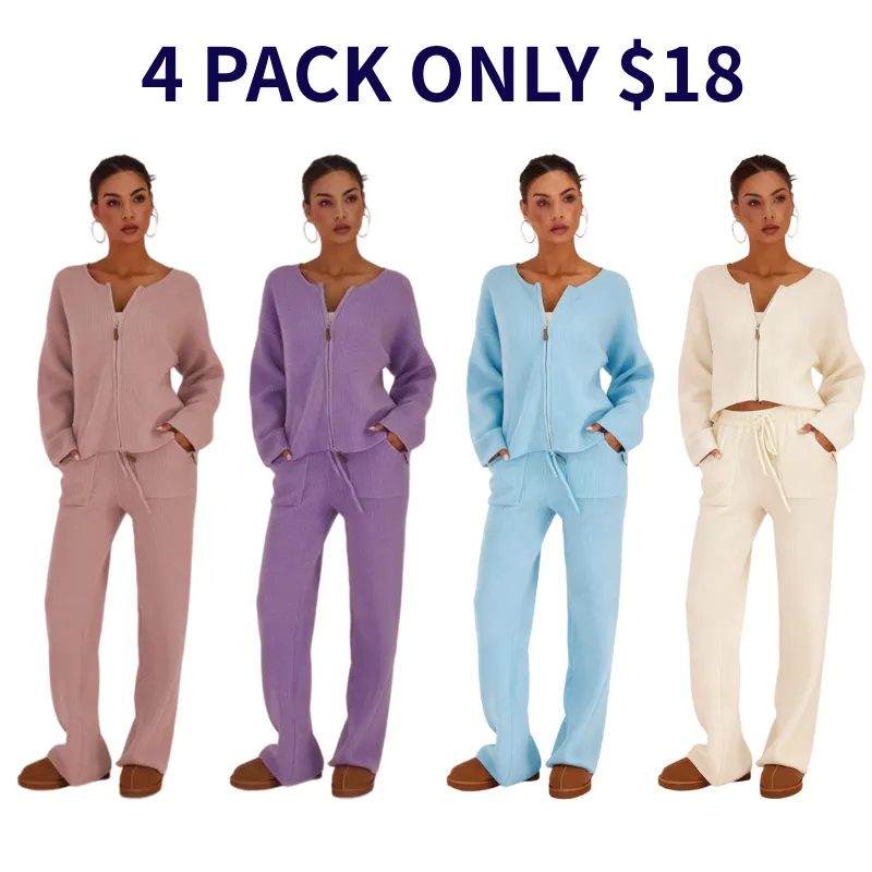 Women's Oversized Knit Sweater & Wide-Leg Pants Set