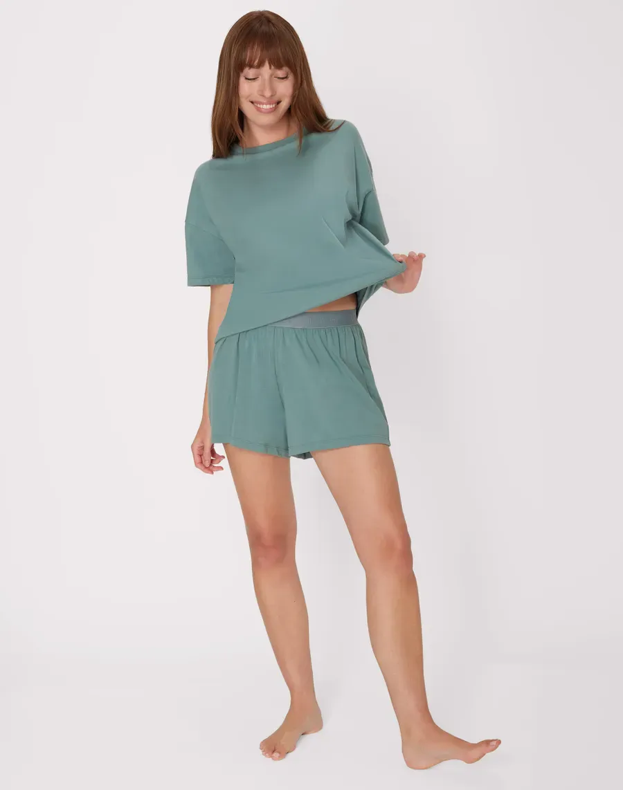 Women’s 2-Piece Lounge Set – Soft Boxy T-Shirt & Sleep Shorts