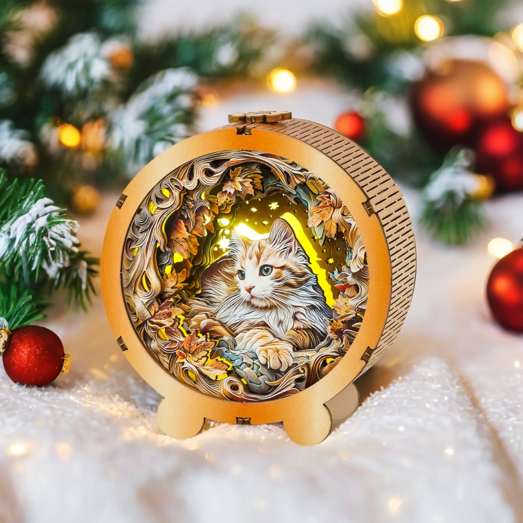Mystical Cat Kit - 3D Wooden Puzzle Night Light