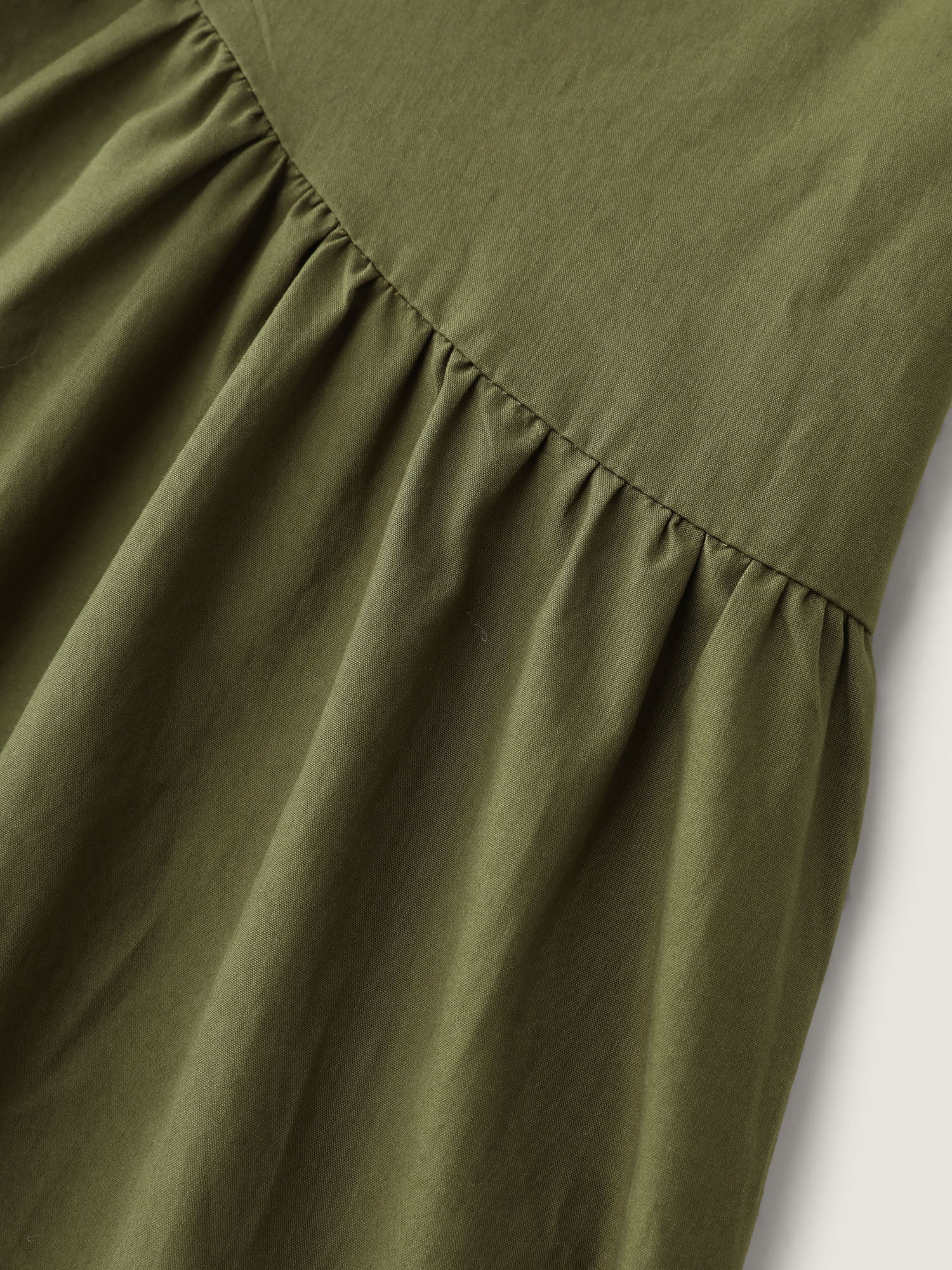 Pure Cotton Pleated Drop Waist Overall Midi Dress