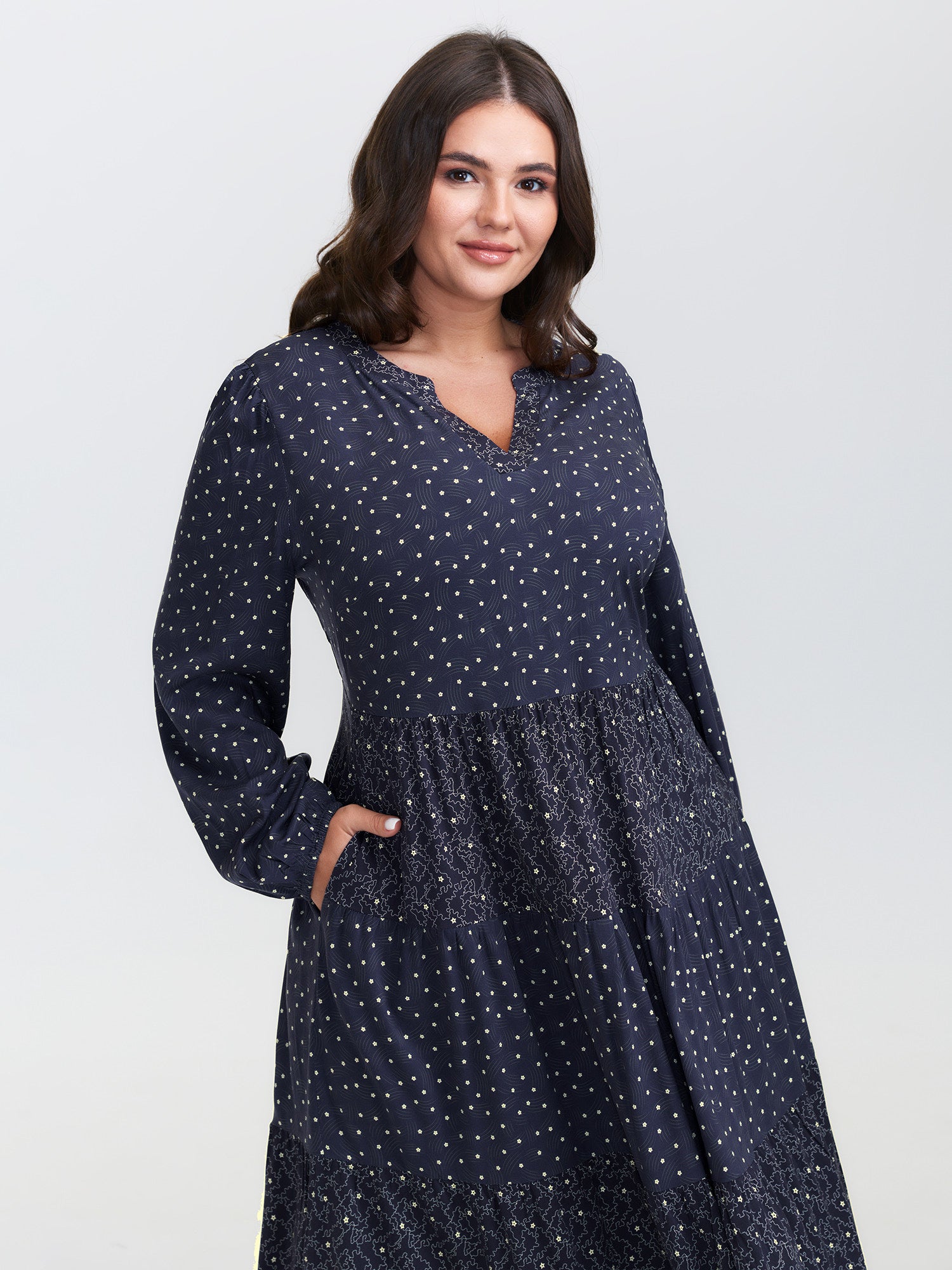 Polka Dots Print Tiered Flowy Maxi Dress