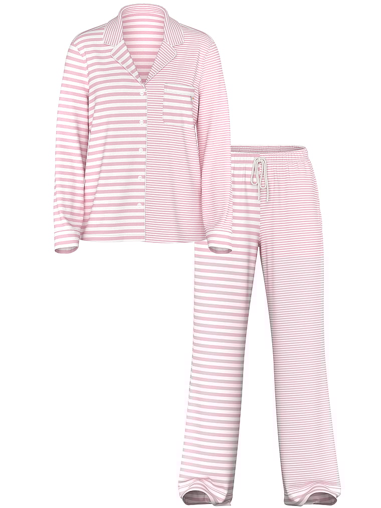 Long Pajama Set Pretty Blossom/Coconut White Yd Stripe
