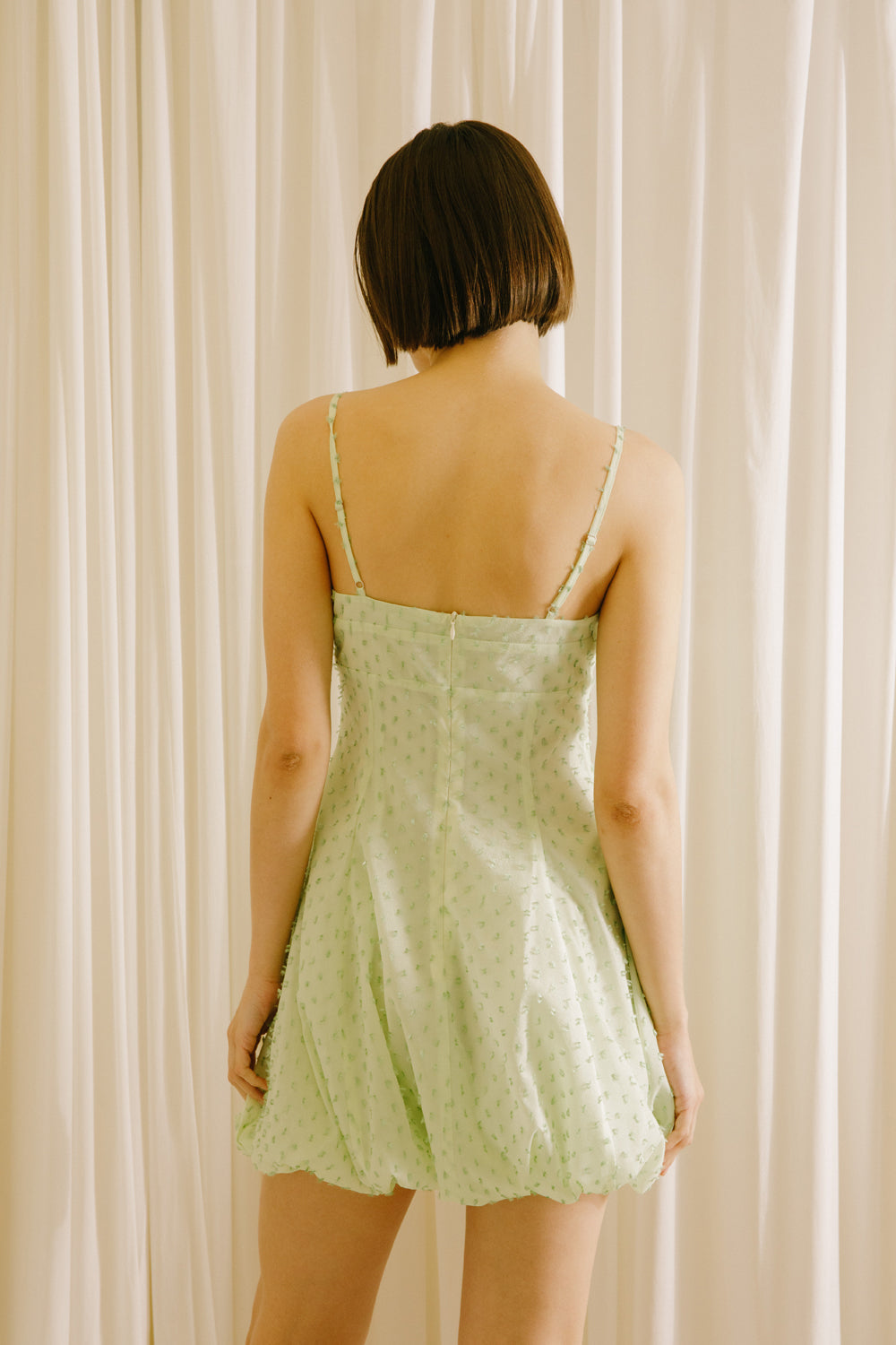 Alina Mint Green Dots Mini Dress