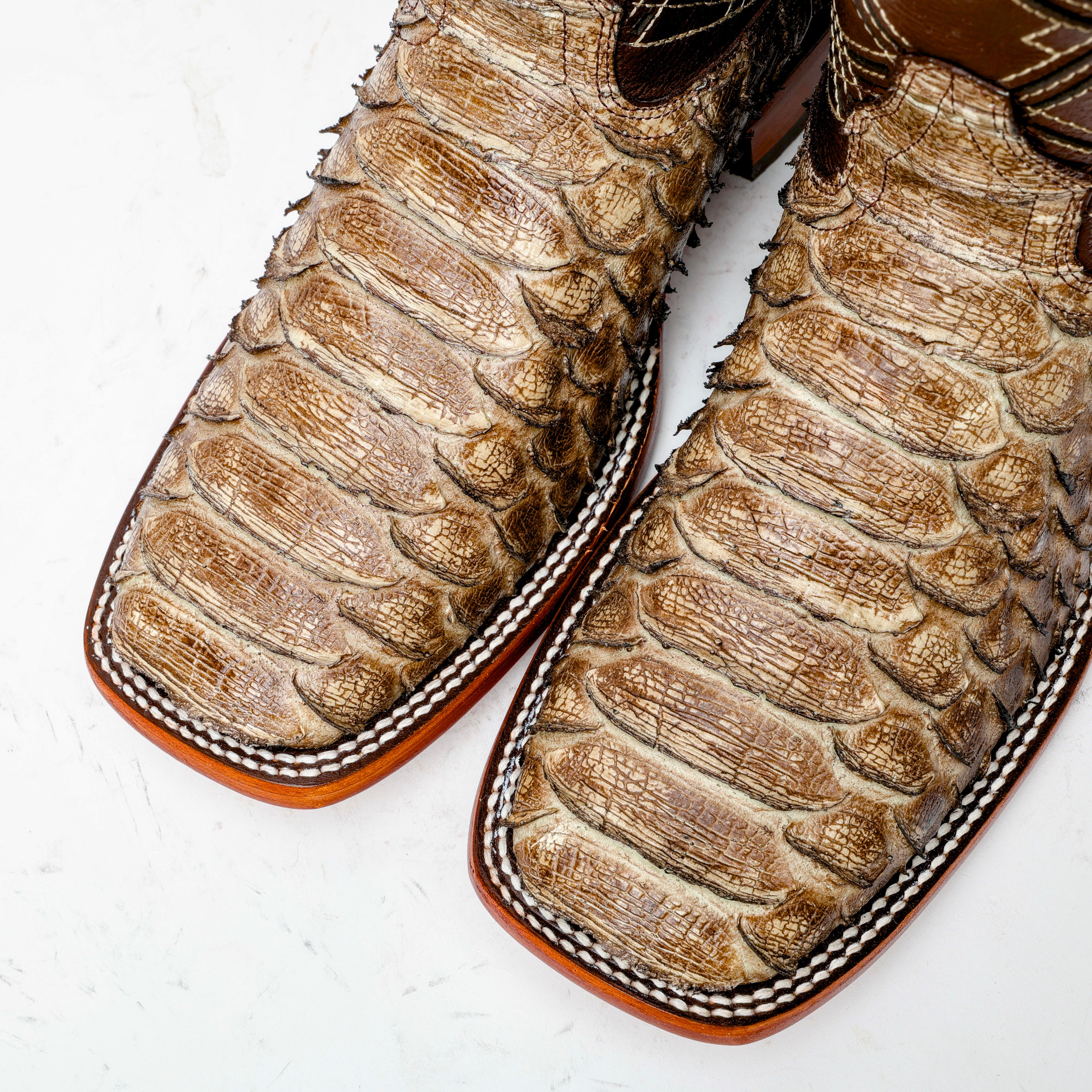 Rustic Desert Jumbo Python Leather Boots - Square Toe
