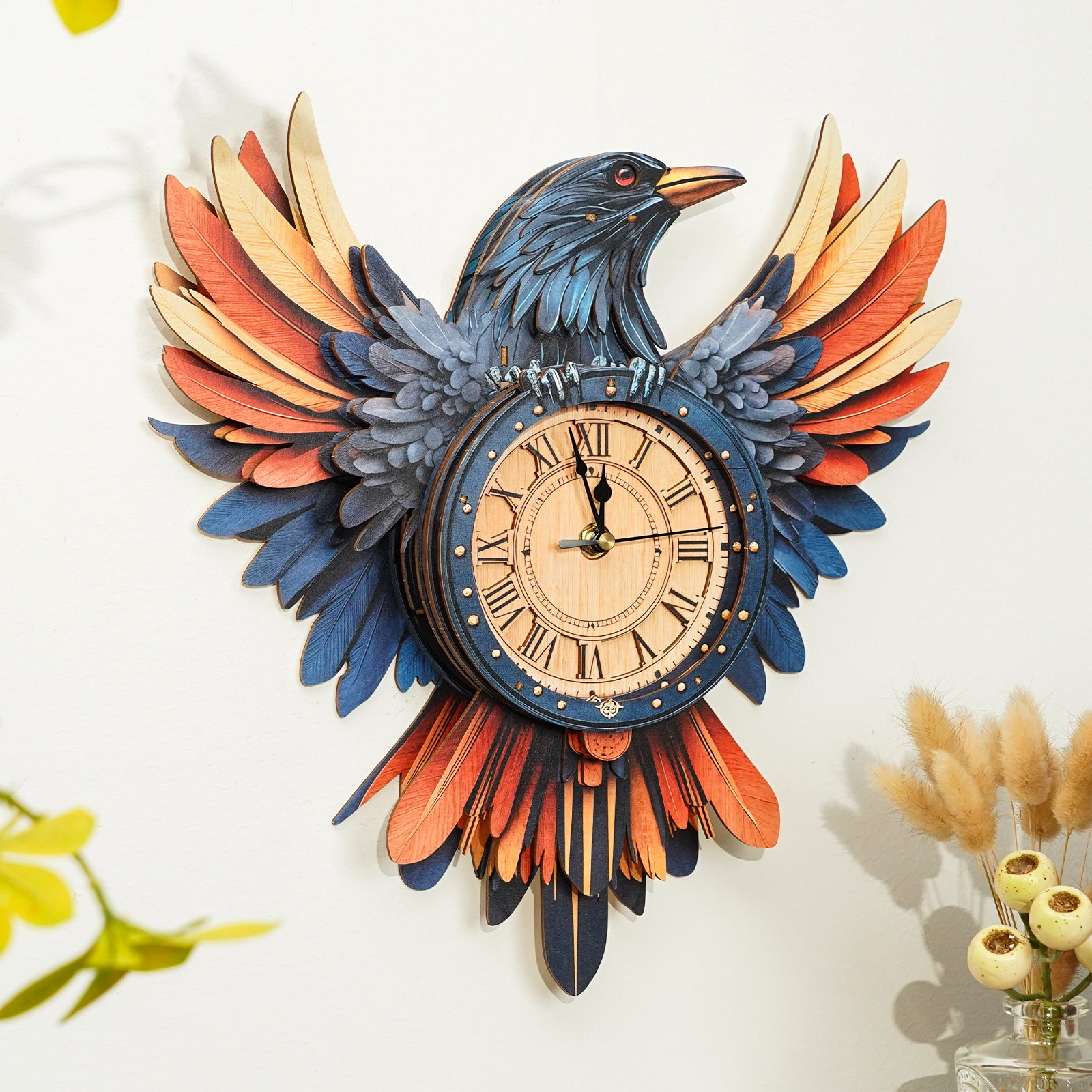 Raven– DIY Wooden Clock, 3D Puzzle Craft Kit